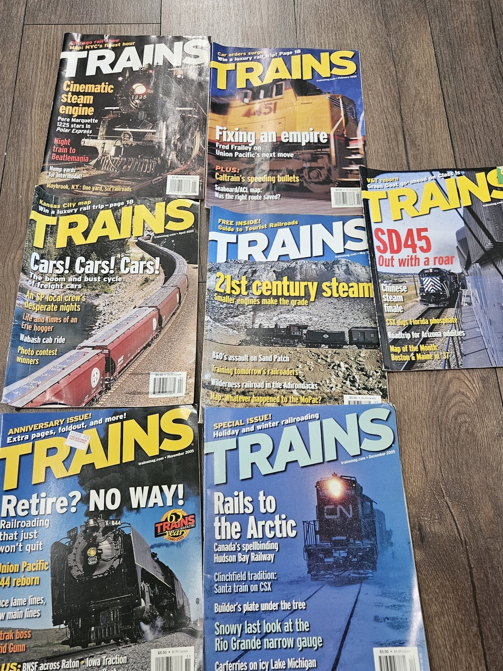 Lot of 7 Trains Magazines 2005 Issues